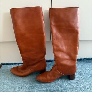 Brown Leather Knee-High Boots